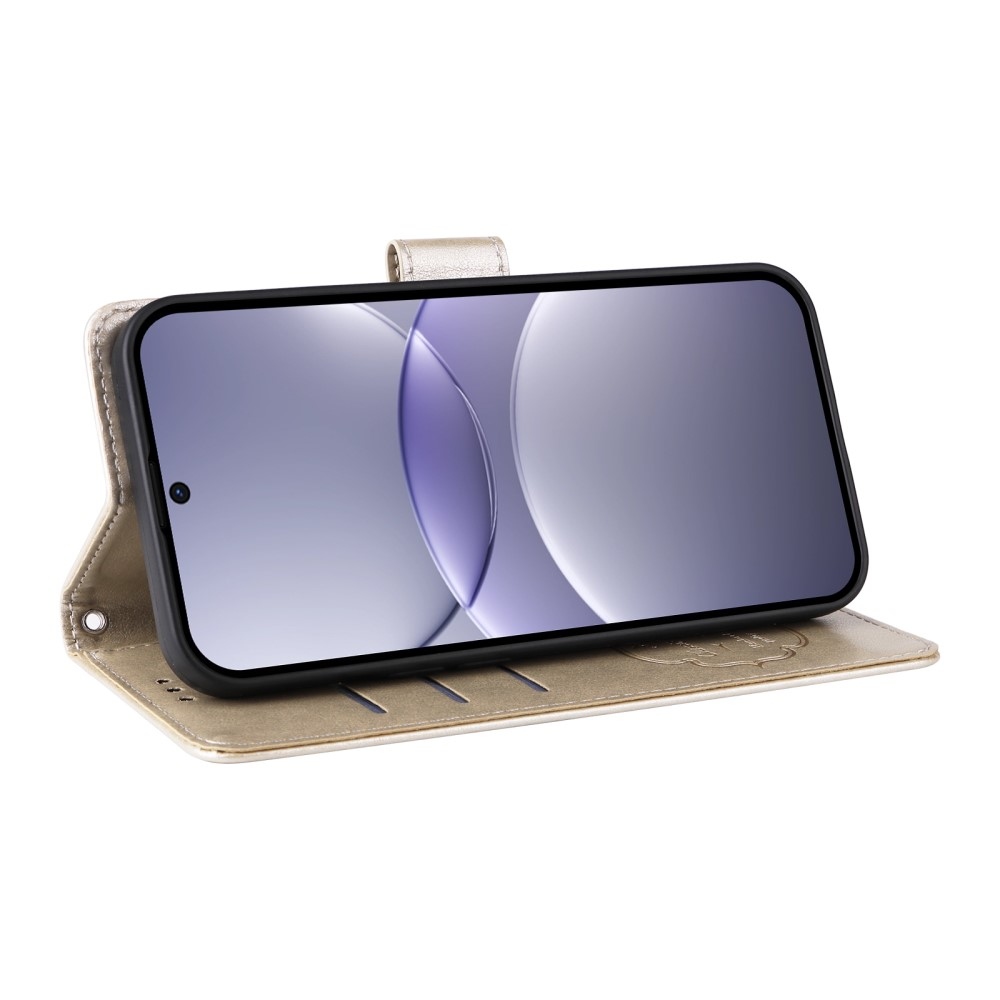 Virágos könyv tok a Huawei Nova 13 5G-hez - arany színű