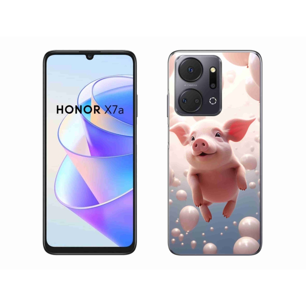 Gél borító mmCase a Honor X7a számára - malac lufikkal