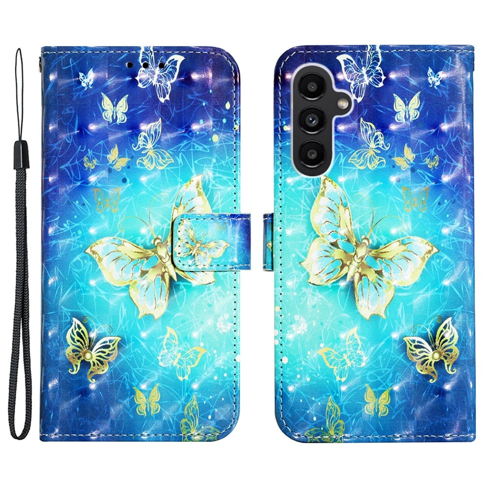 Patte könyv tok Samsung Galaxy A24 készülékhez - kék és arany pillangók