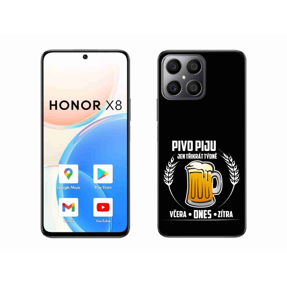 Gél borítás mmCase a Honor X8 4G készülékhez - sör motívum fekete háttérrel