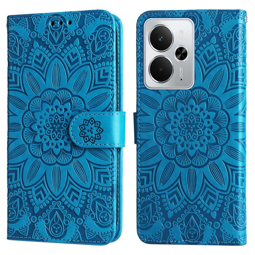 Napraforgó könyvtáska a Realme 14 5G készülékhez - kék