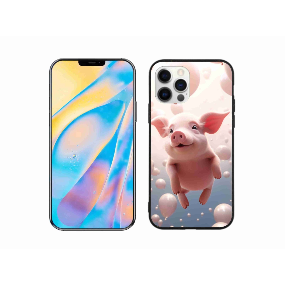 Gél borítás mmCase iPhone 12 készülékhez - malacka lufikkal