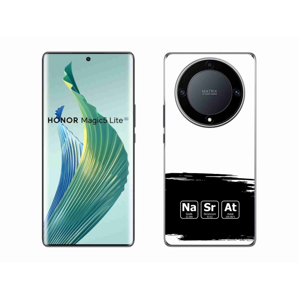 Gél borító mmCase a Honor Magic 5 Lite 5G-n - kémiai elemek fekete és fehér háttérrel