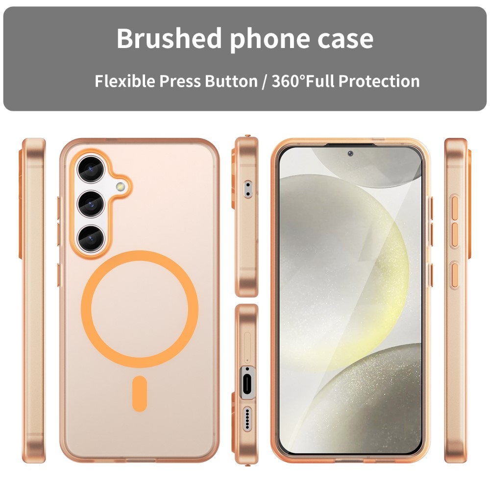 Frost zselés tok MagSafe támogatással Samsung Galaxy S24+/S25+ készülékhez - narancssárga színben