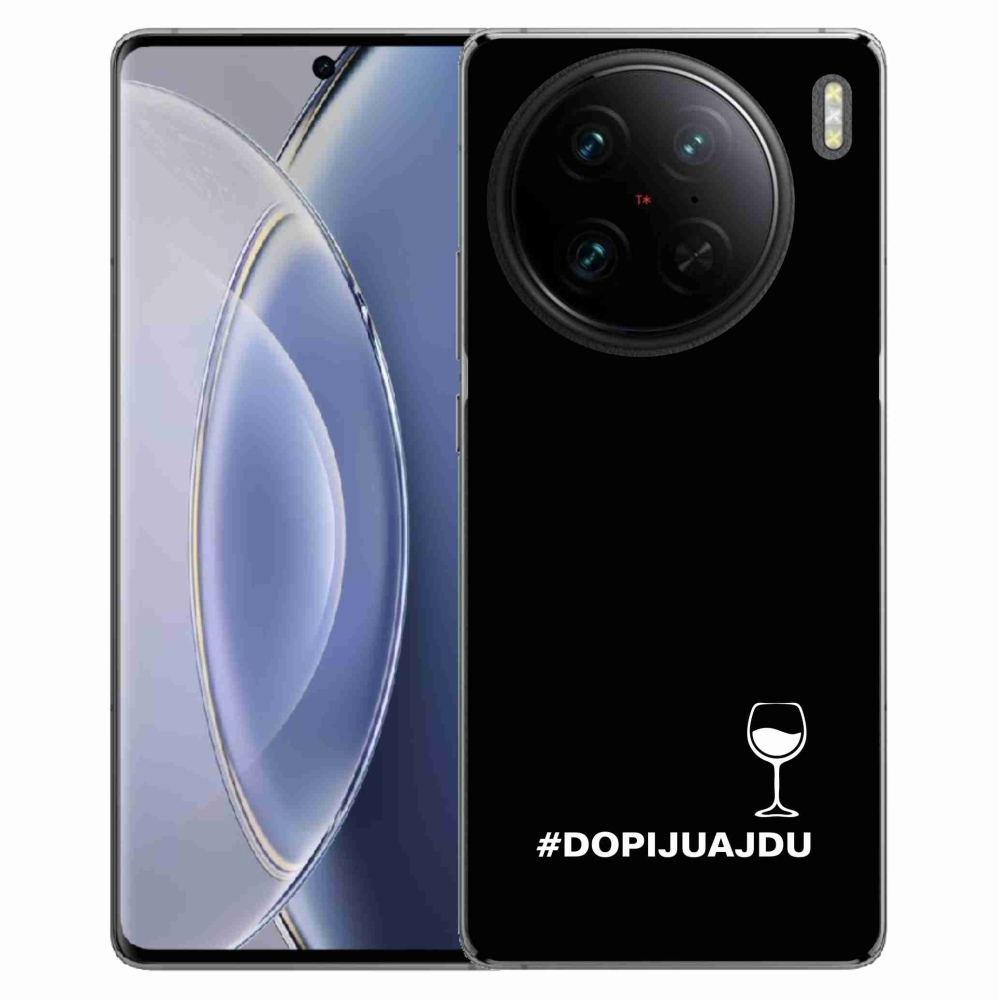 Gél borítás mmCase a Vivo X90 Pro készülékhez - bor motívum fekete alapon
