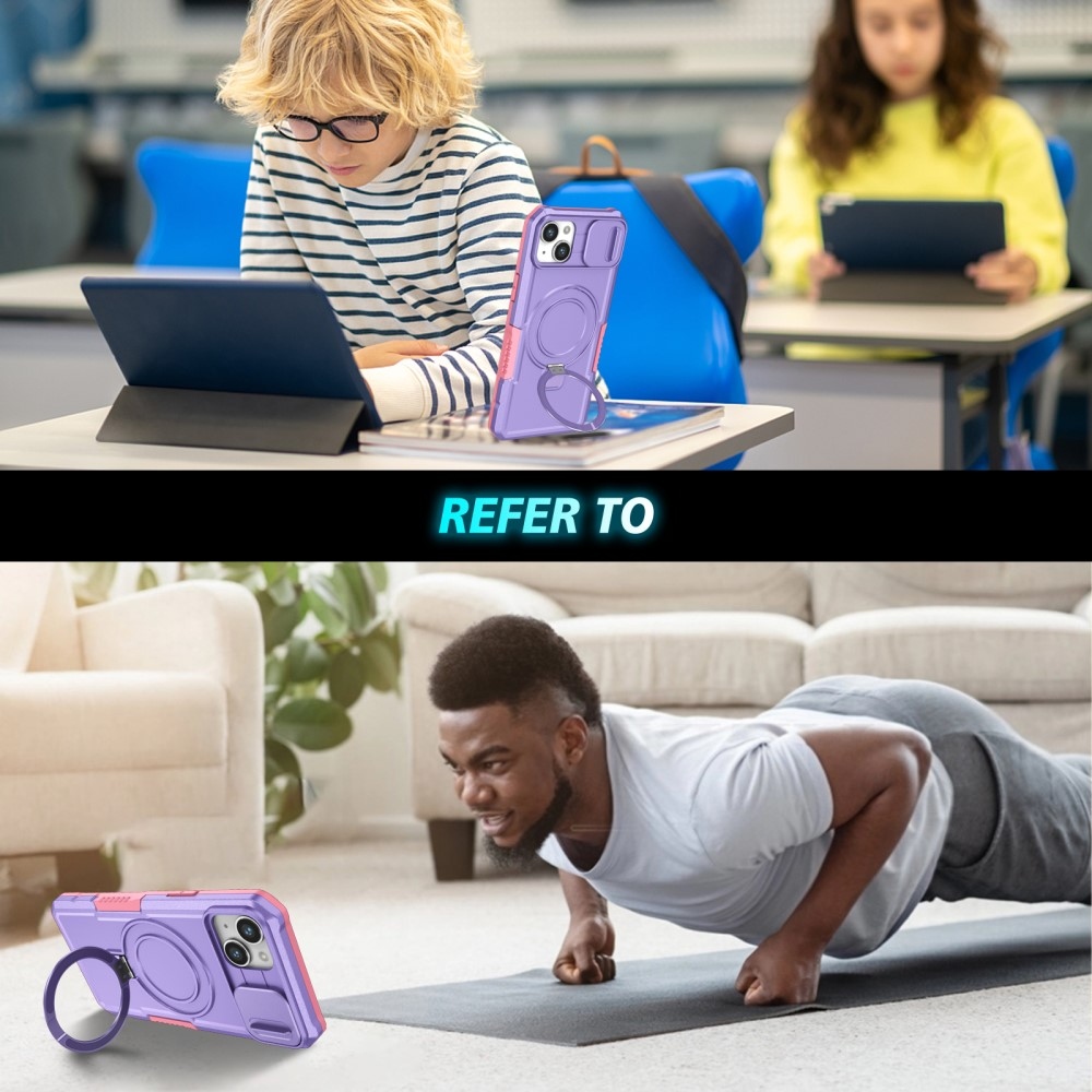 Fulcrum tartós borító kameravédelemmel és MagSafe funkcióval iPhone 14 készülékhez - rózsaszín/lila