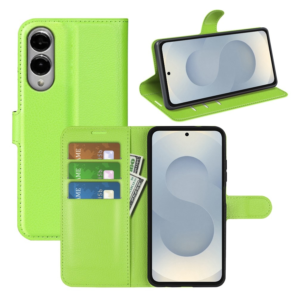 Litchi könyv tok Samsung Galaxy S25 Edge készülékhez - zöld