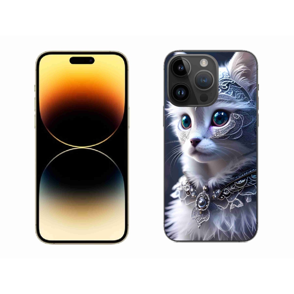 Zselés borítás mmCase iPhone 14 Pro Max készülékhez - fehér macska