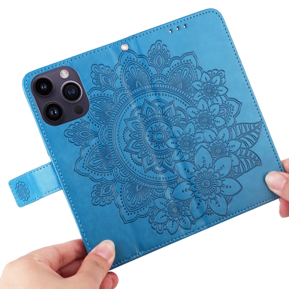 Mandala könyv tok iPhone 15 Pro készülékhez - kék