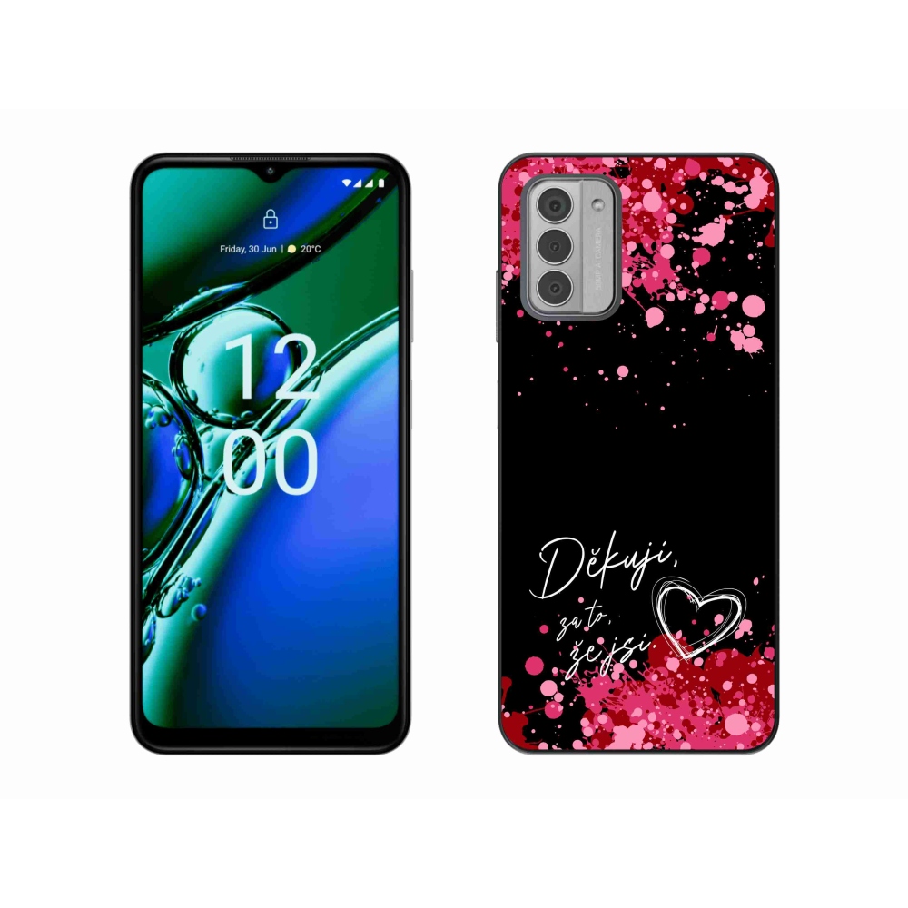 Zselés borító mmCase a Nokia G42 készülékhez - text in love 2 fekete háttér