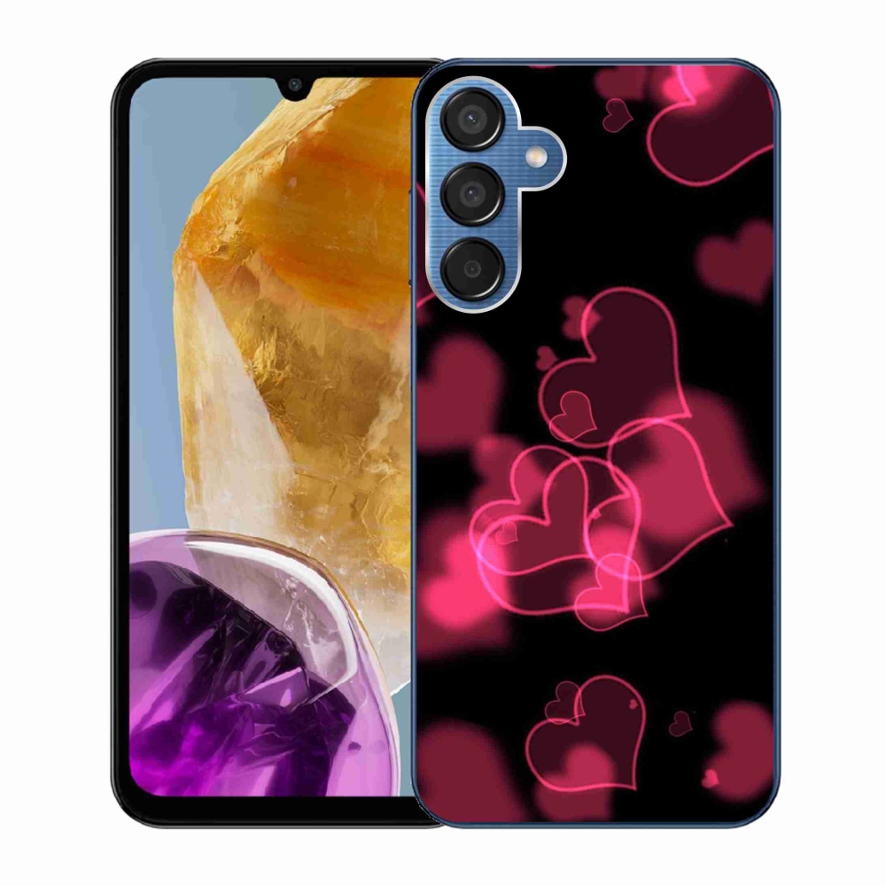 Gél védőhuzat mmCase Samsung Galaxy M15 5G - piros szívek