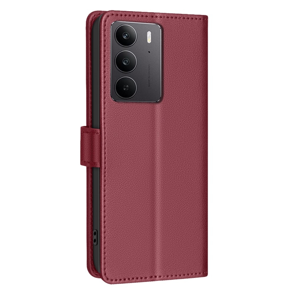 BINFEN könyvtáska a Realme C75 készülékhez - piros színű