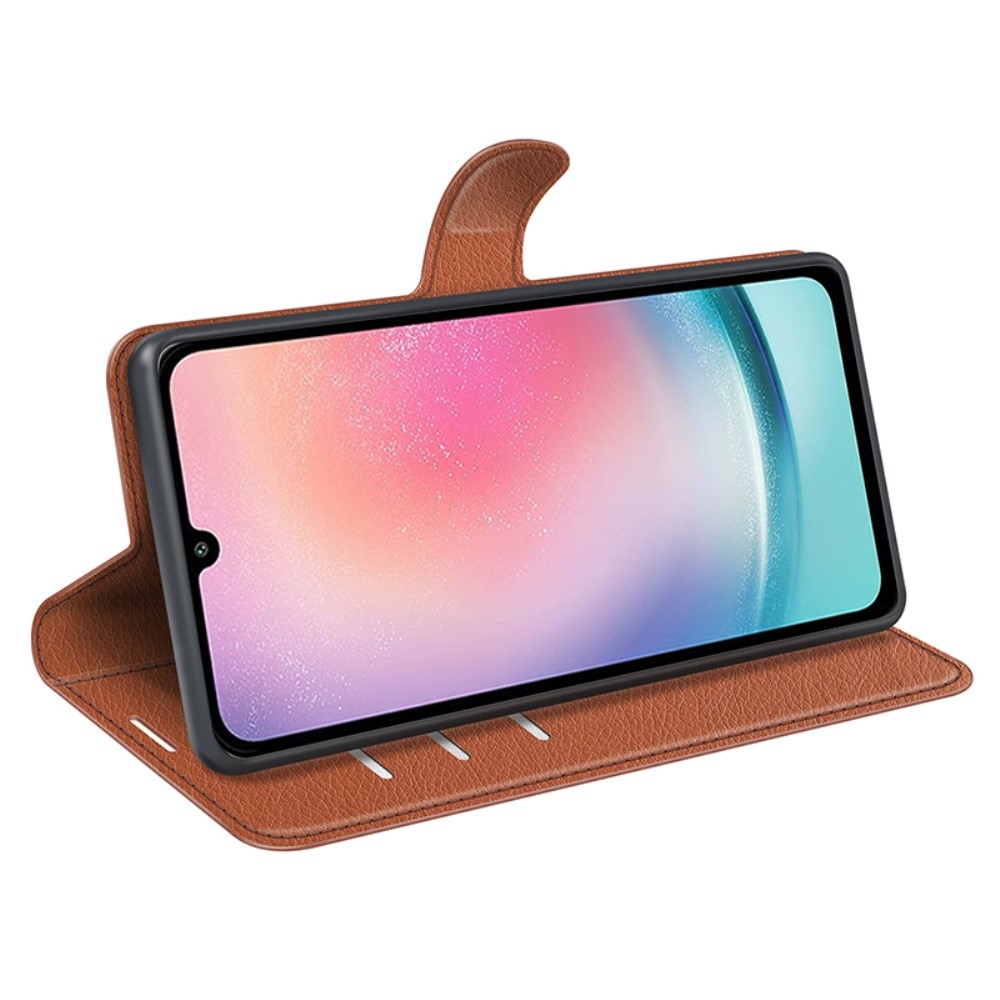 Litchi könyv tok Samsung Galaxy A25 5G - barna színben