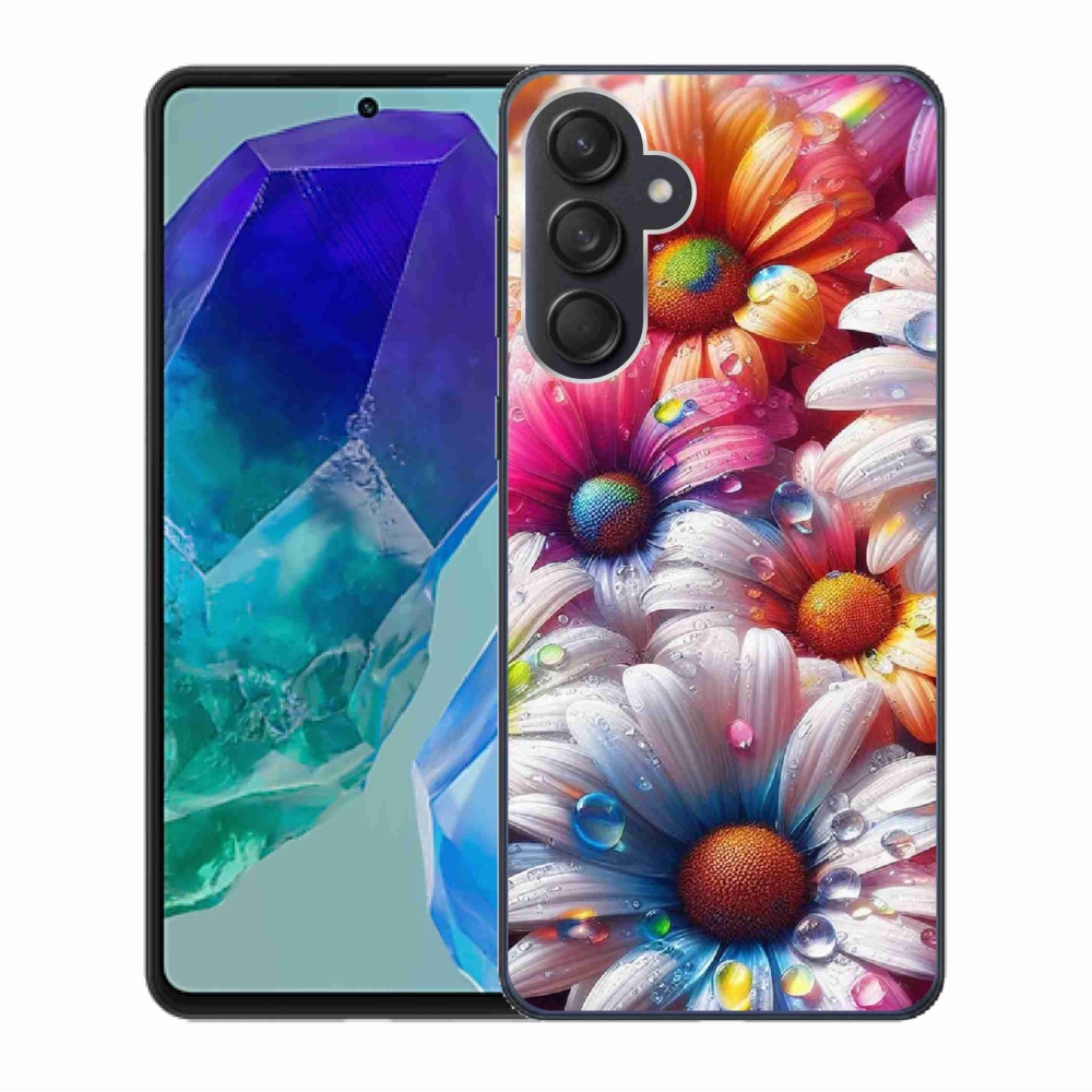 Gél védőhuzat mmCase Samsung Galaxy M55 5G - színes margarétákhoz