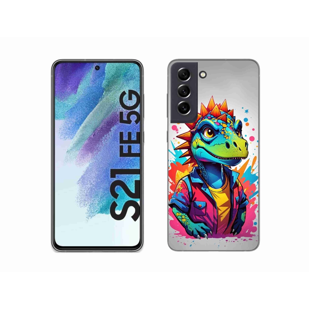 Zselés borítás mmCase Samsung Galaxy S21 FE 5G - színes dinoszauruszhoz