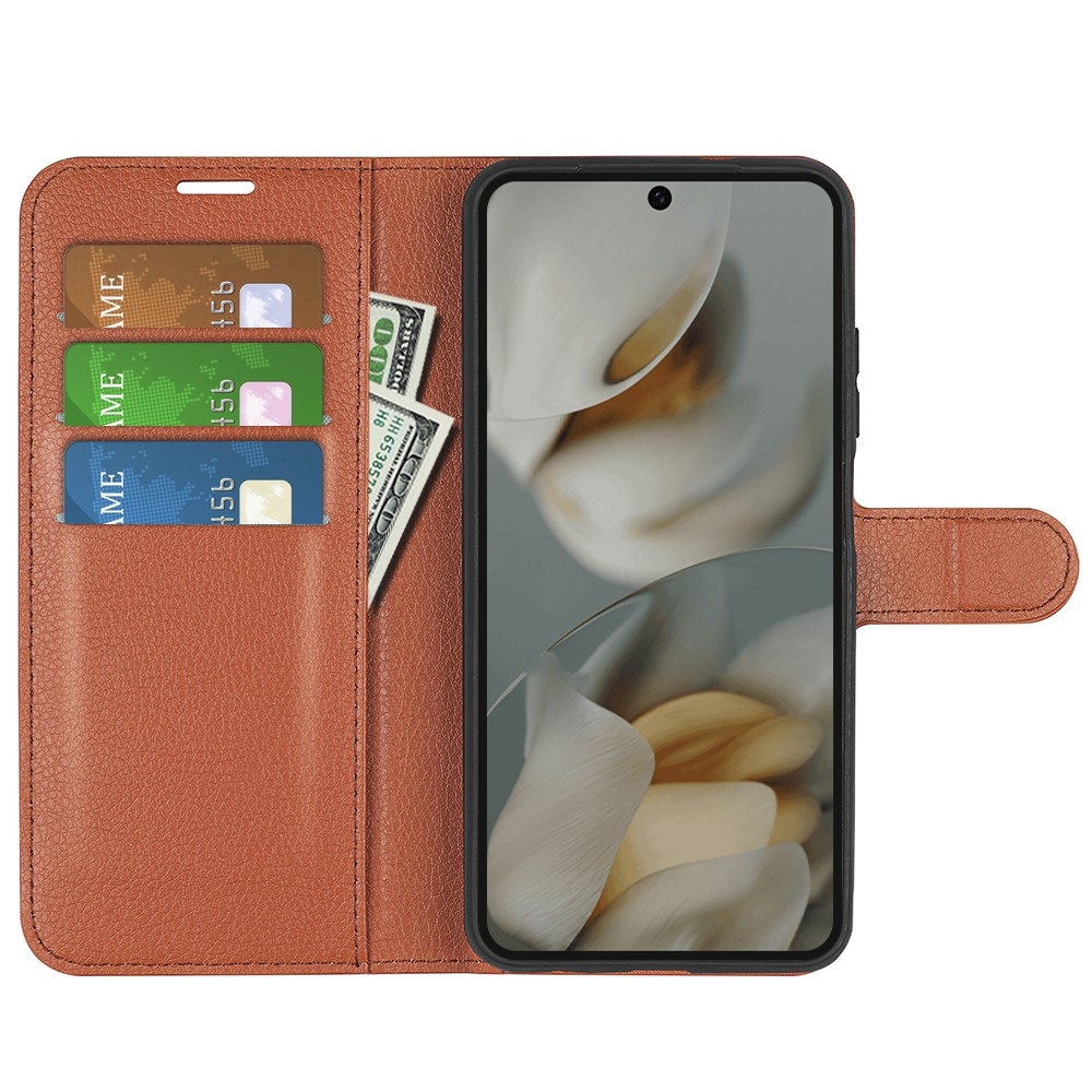 Litchi könyv tok a Google Pixel 10 Pro XL-hez - barna színben