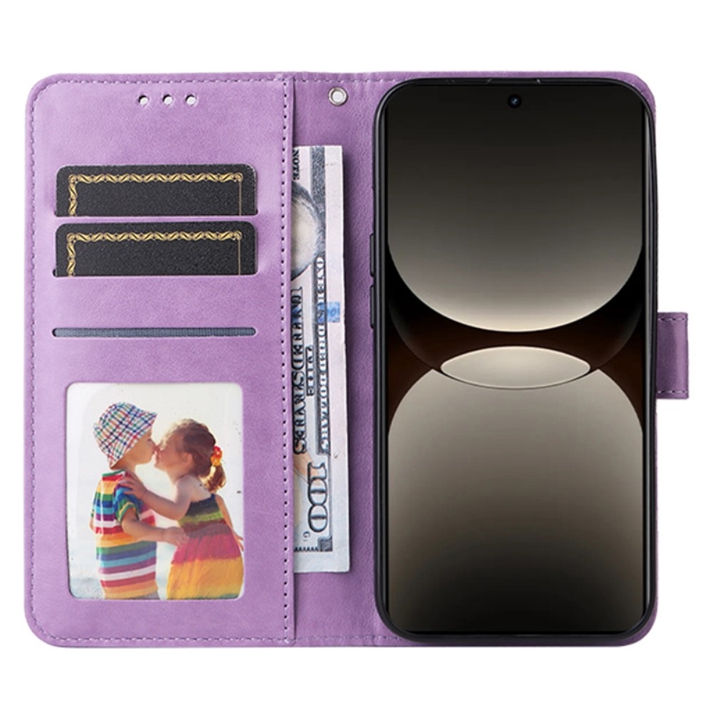 Napraforgó könyvtáska Realme GT 7 Pro 5G-hez - lila