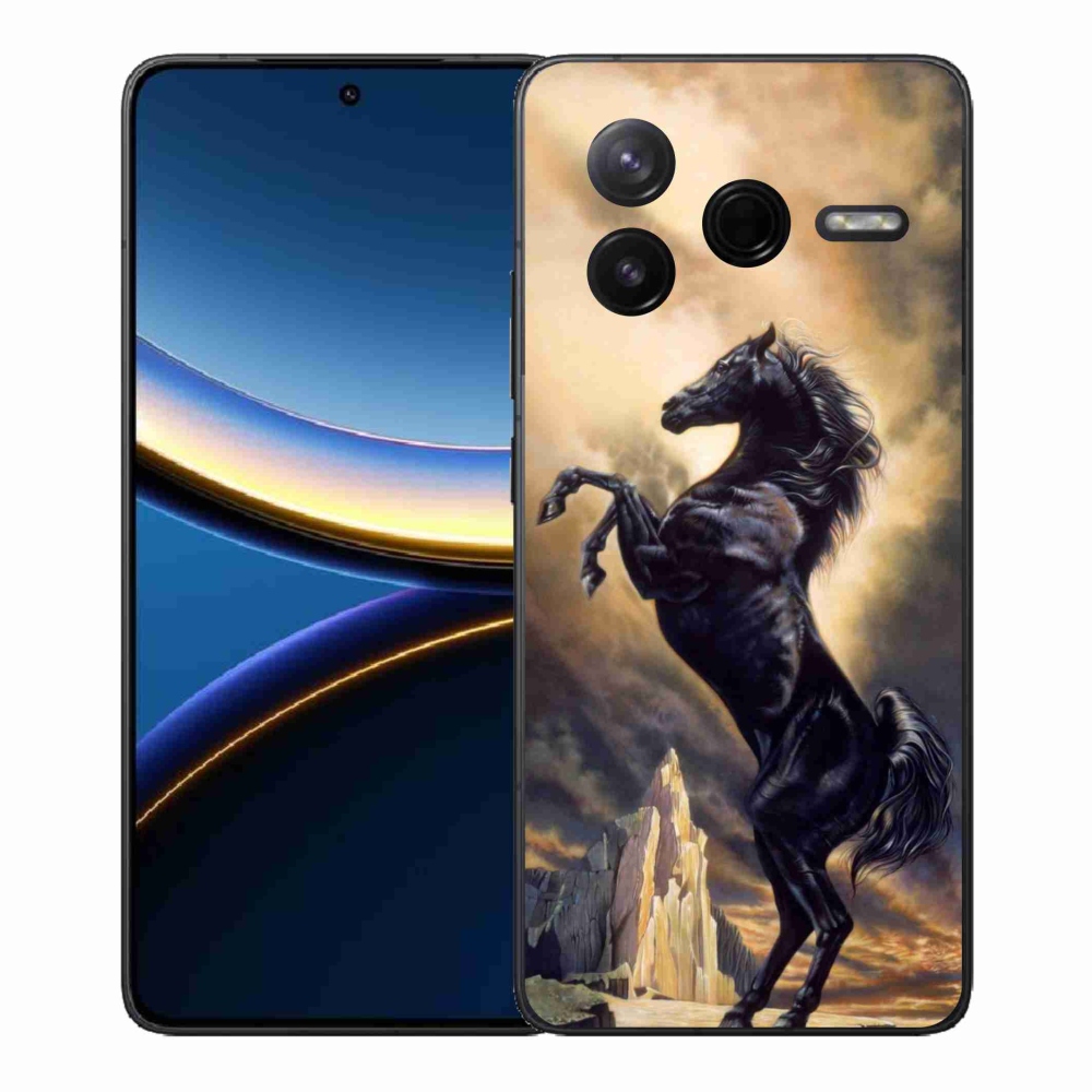 Gél borítás mmCase a Xiaomi Poco F7 Pro számára - fekete rajzfilm ló