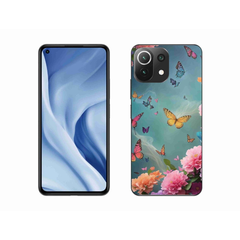 Gél borítás mmCase a Xiaomi Mi 11 Lite 4G/5G-hez - színes virágok és pillangók
