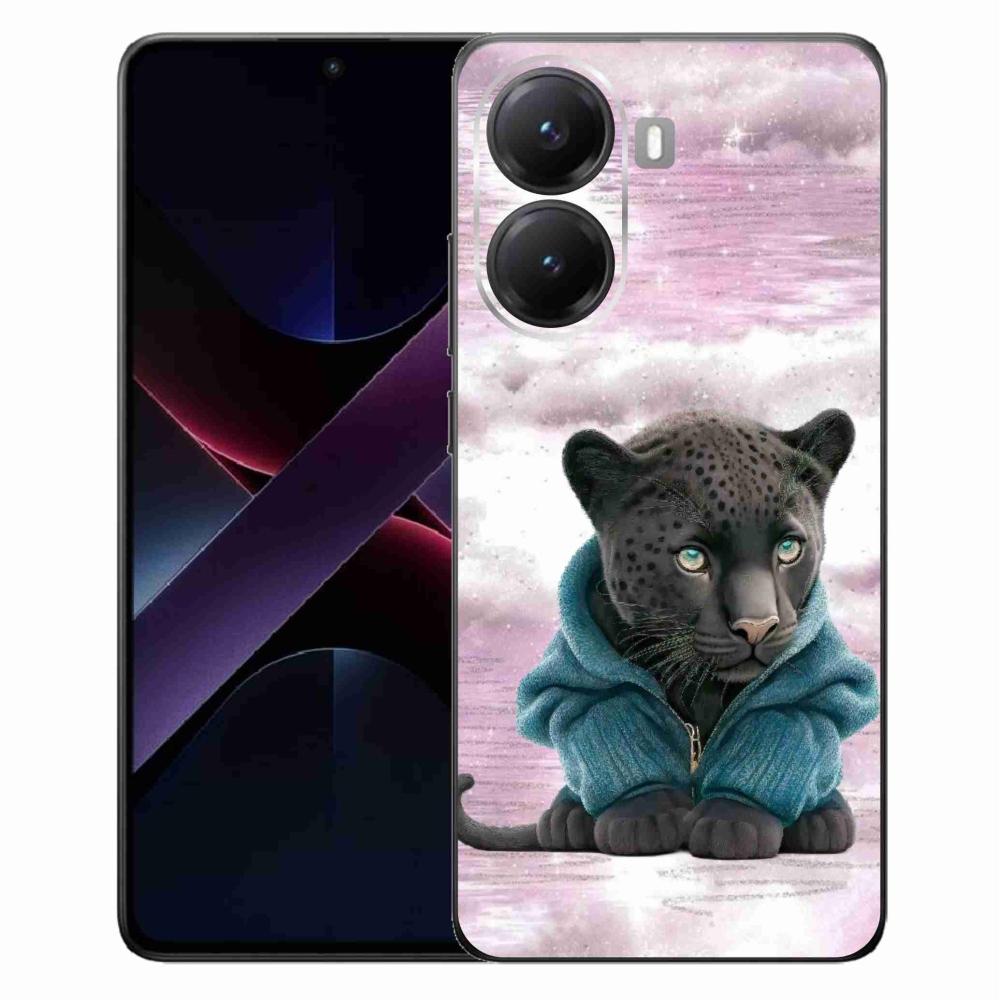 Gél borítás mmCase a Xiaomi Poco X7 Pro 5G számára - fekete párduc pulóverben