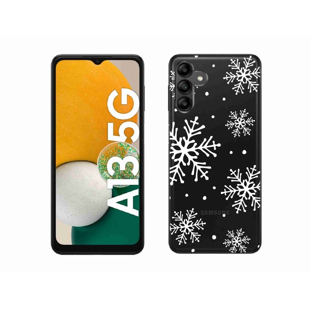 Gél borítás mmCase Samsung Galaxy A13 5G - fehér pelyhek átlátszó háttéren