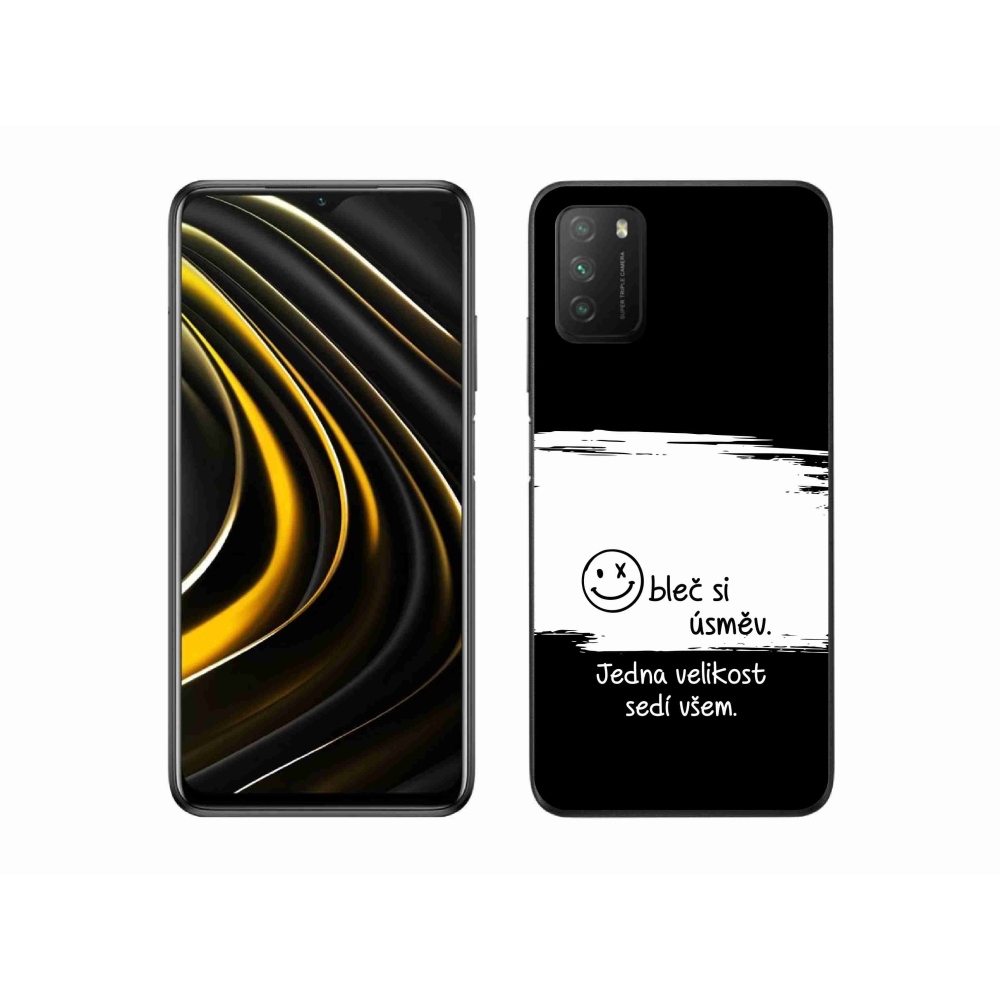 Gél borító mmCase a Xiaomi Poco M3-hoz - vicces szöveg 8 fekete és fehér háttérrel