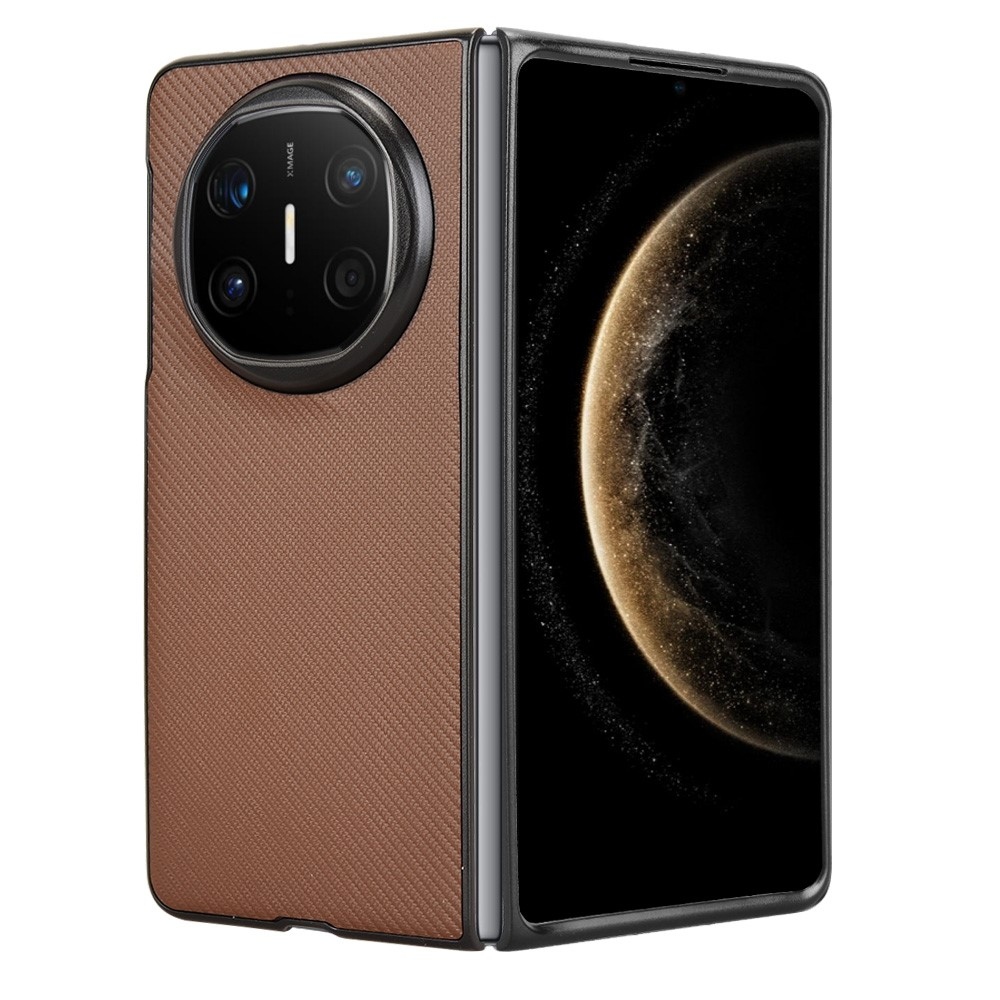 Textúrás műanyag borítás műbőrrel a Huawei Mate X6-on - barna
