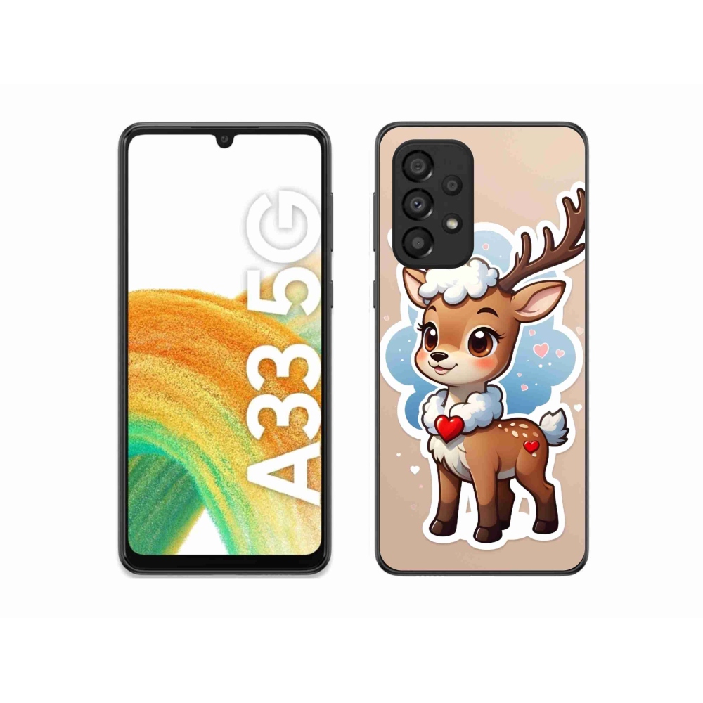 Zselés borítás mmCase Samsung Galaxy A33 5G - rajzfilm rénszarvashoz