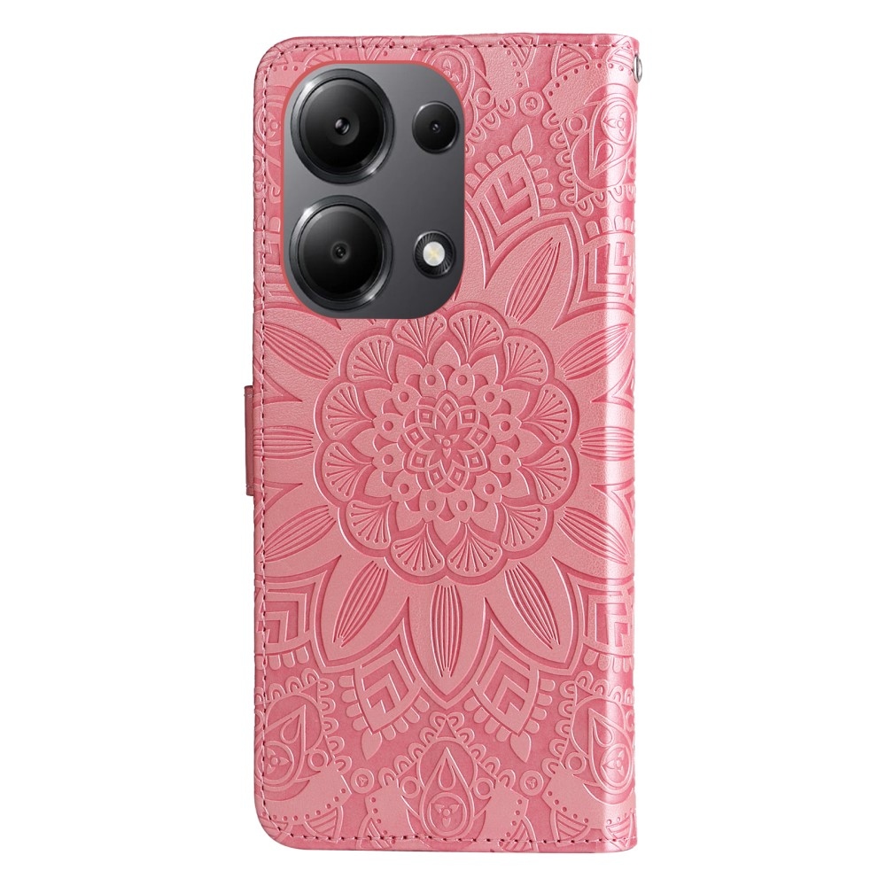 Napraforgó könyv tok Xiaomi Redmi Note 14S/Note 13 Pro 4G/Poco M6 Pro - rózsaszínű