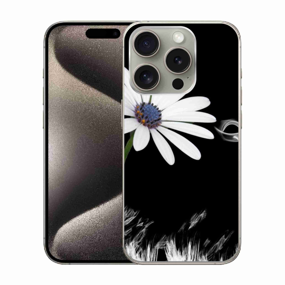 Gél védőhuzat mmCase iPhone 15 Pro készülékhez - fehér virág