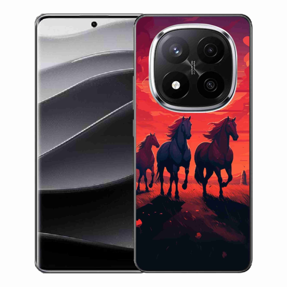 Gél borítás mmCase a Xiaomi Redmi Note 14 Pro+ 5G - lovak és naplemente számára