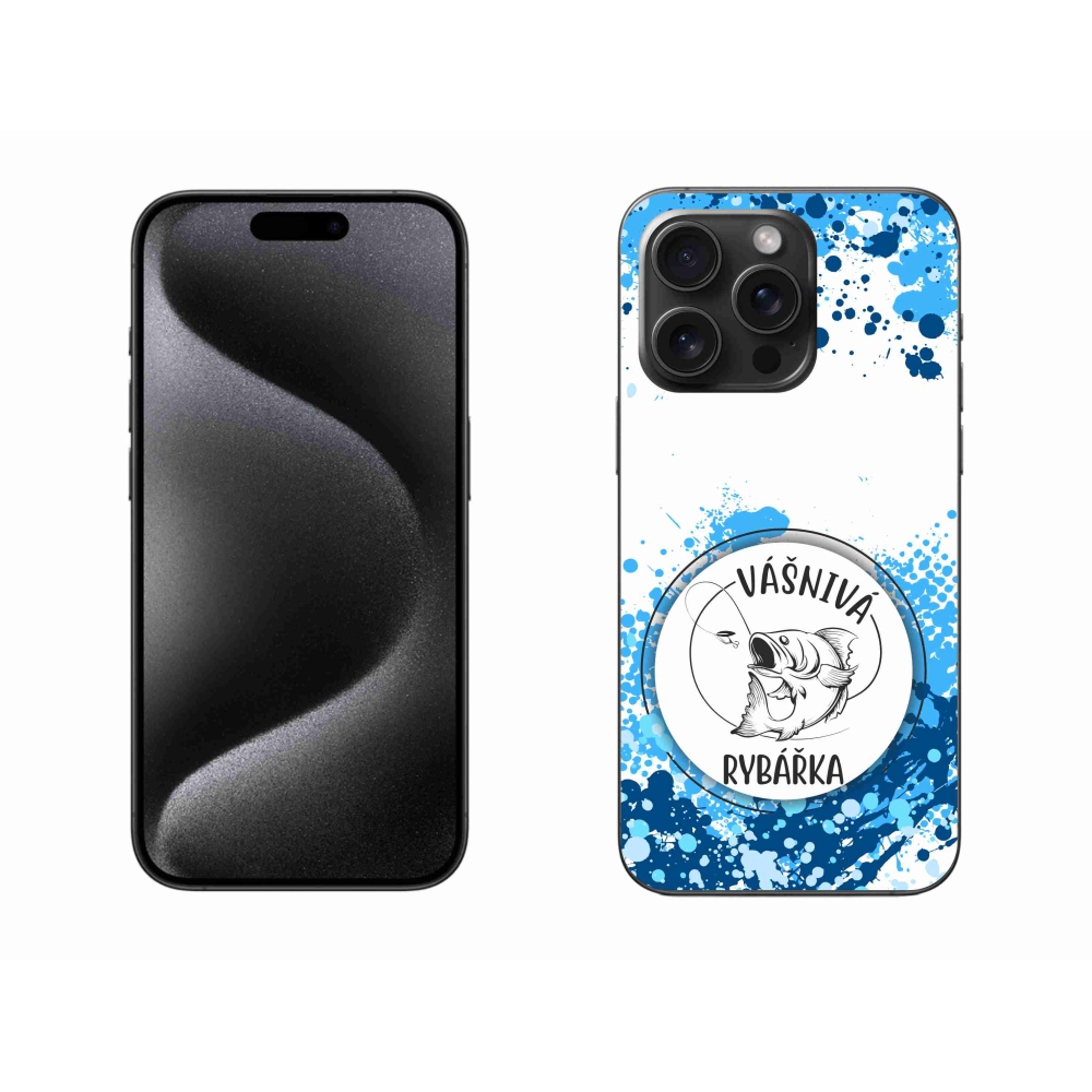 Gél borítás mmCase iPhone 15 Pro Max készülékhez - szenvedélyes halász fehér háttérrel