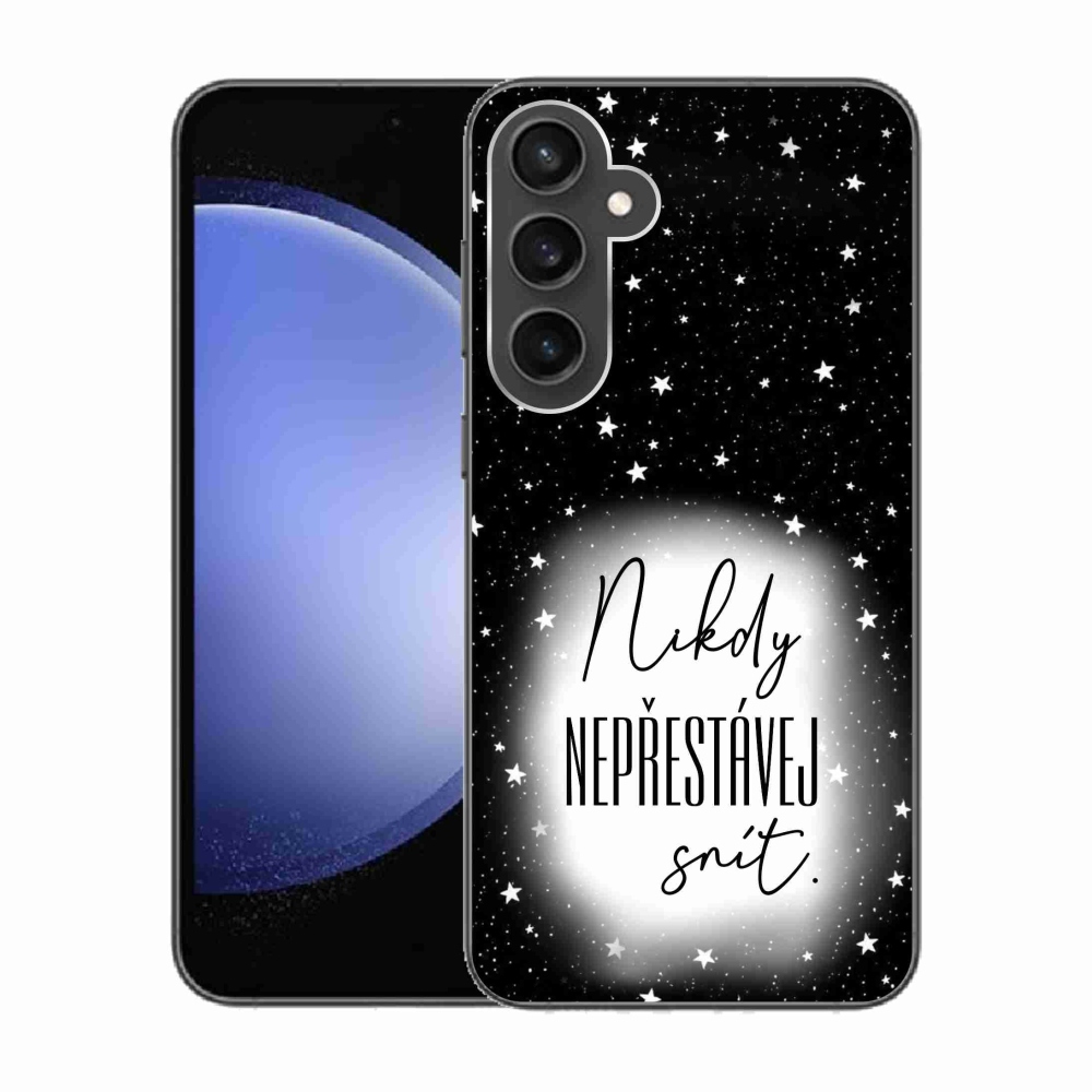 Gél borítás mmCase Samsung Galaxy S23 FE - idézet 1 fehér és fekete háttérrel