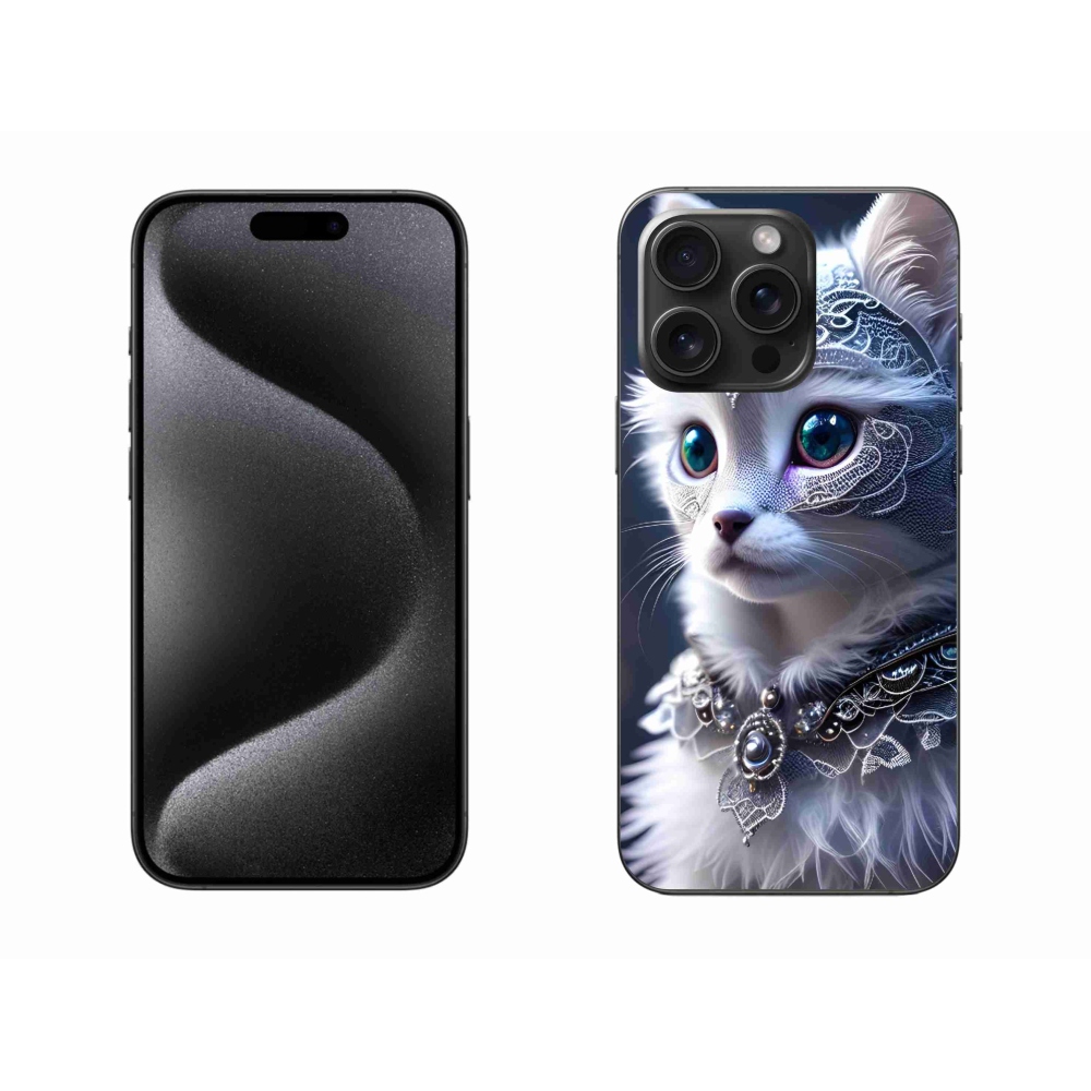 Zselés borítás mmCase iPhone 15 Pro Max készülékhez - fehér macska