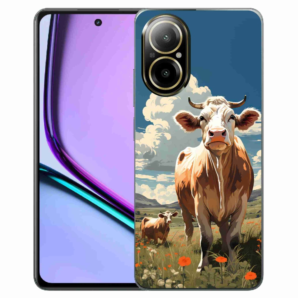 Gél borító mmCase a Realme C67 készülékhez - tehenek a réten
