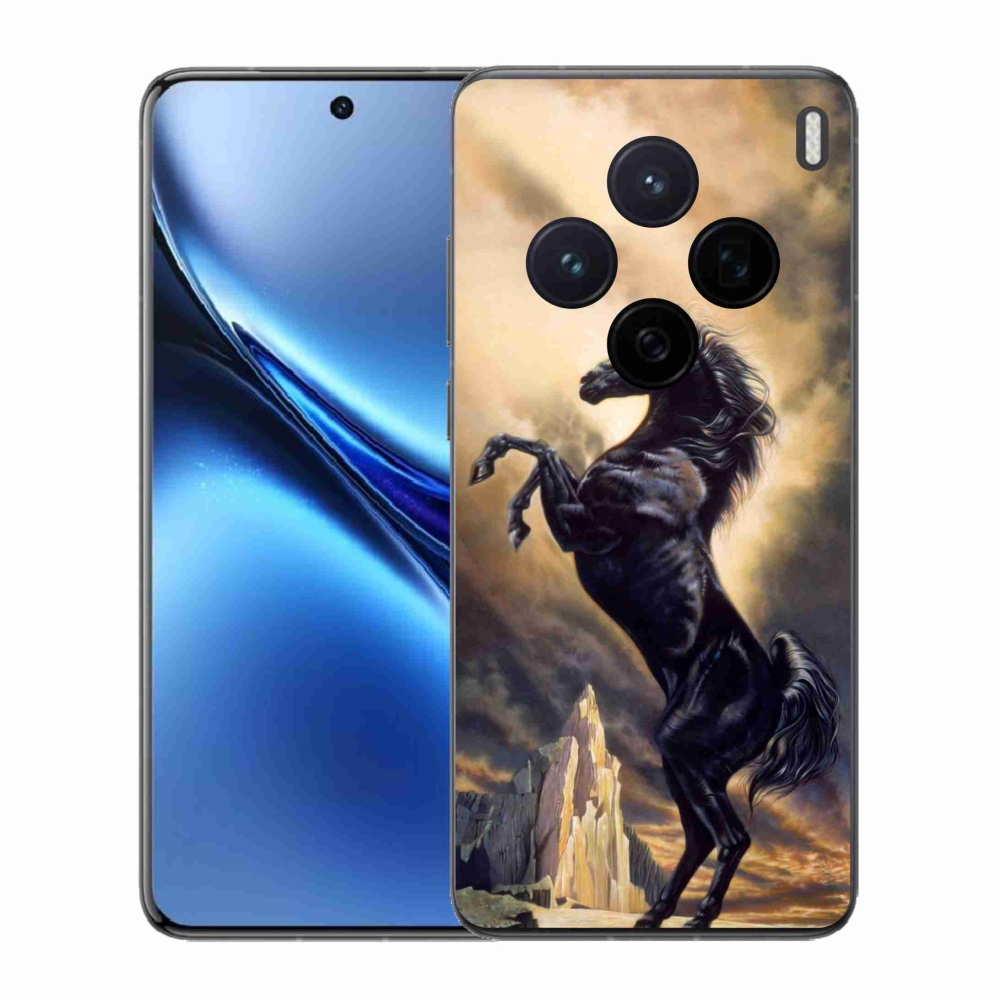 Zselés borítás mmCase a Vivo X200 5G készülékhez - fekete rajzfilm ló