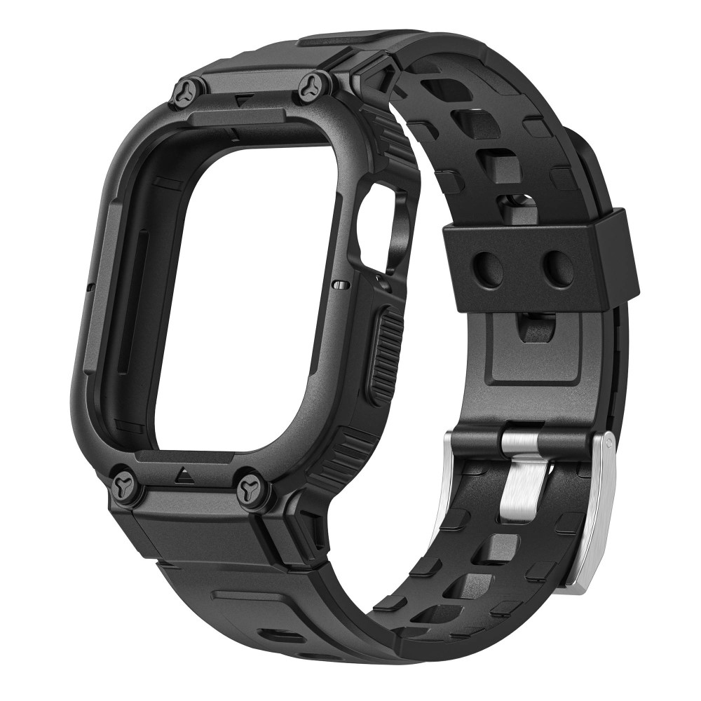 Cseppálló szilikon tok szíjjal Apple Watch Ultra 49mm készülékhez - fekete