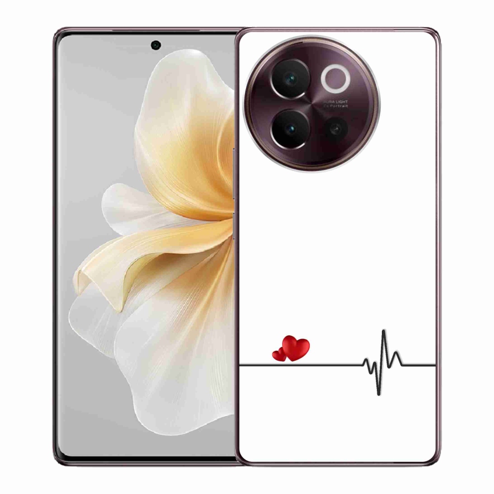 Gél borító mmCase a Vivo V40 Lite 5G-n - szív és szívverés fehér háttérrel