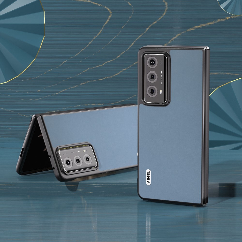 ABEEL műanyag tok műbőrrel a Honor Magic V2 készülékhez - kék