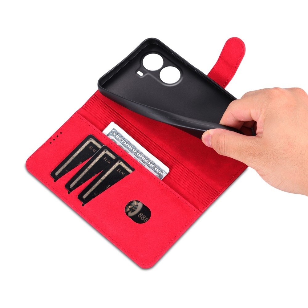 AZNS tok könyv tok Xiaomi Poco X7 Pro 5G-hez - piros