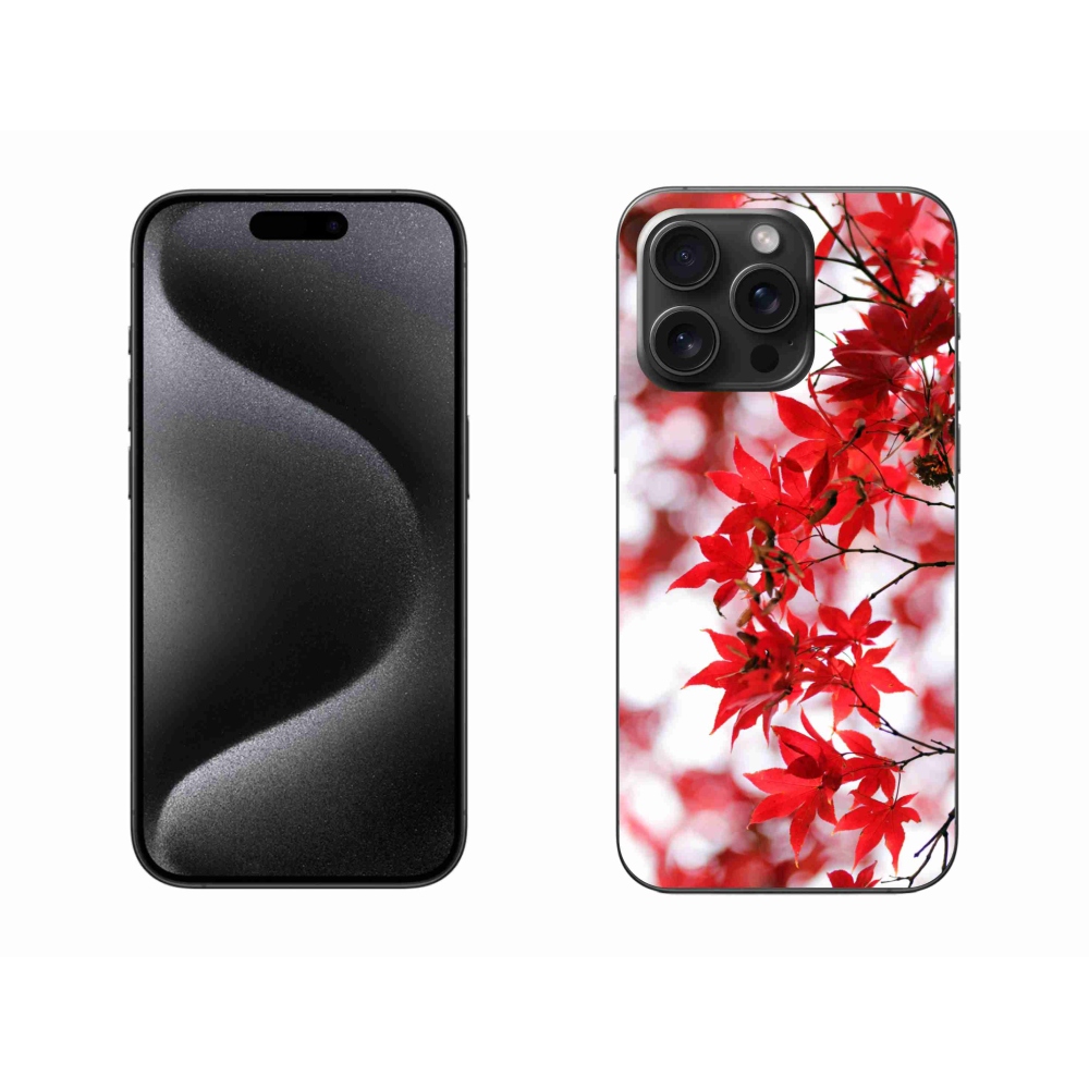 Zselés borítás mmCase iPhone 15 Pro Max készülékhez - piros levelek
