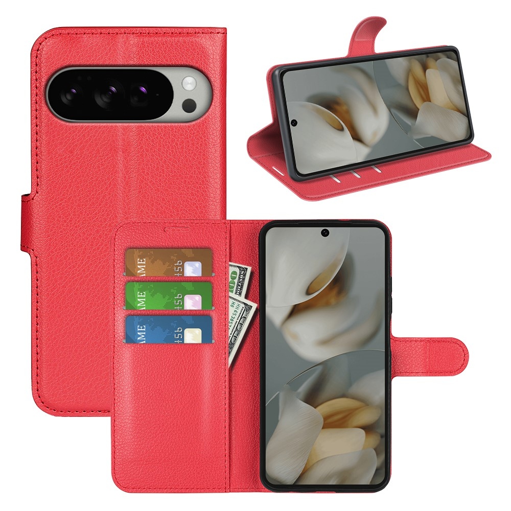 Litchi könyv tok a Google Pixel 10 Pro XL-hez - piros színű
