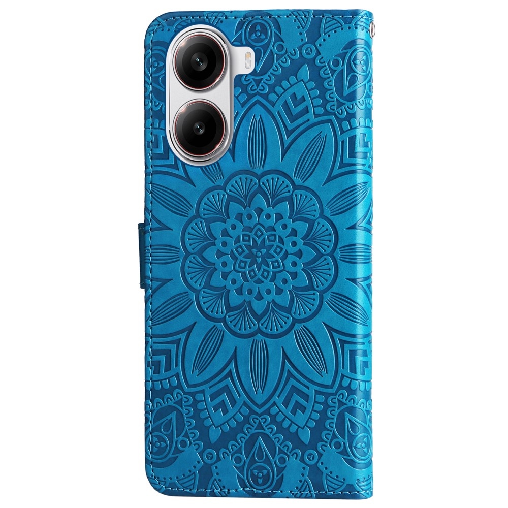 Napraforgó könyv tok a Xiaomi Poco X7 Pro 5G számára - kék