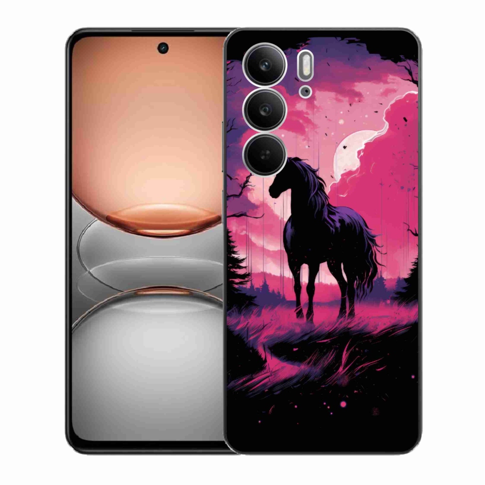 Zselés borító mmCase a Realme C75 készülékhez - fekete rajzfilm ló 1