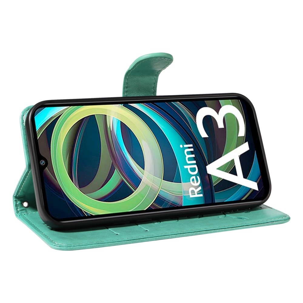 Virágok könyv tok Xiaomi Redmi A3-hoz - teal színű