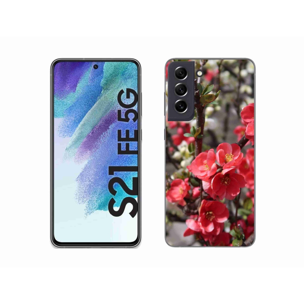 Gél védőhuzat mmCase Samsung Galaxy S21 FE 5G - piros virágok