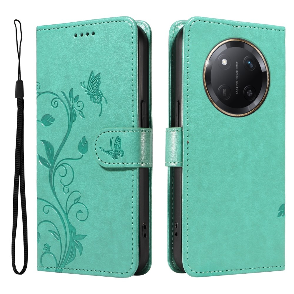 Virágok könyvtáska Honor Magic 7 Lite 5G-hez - zöld