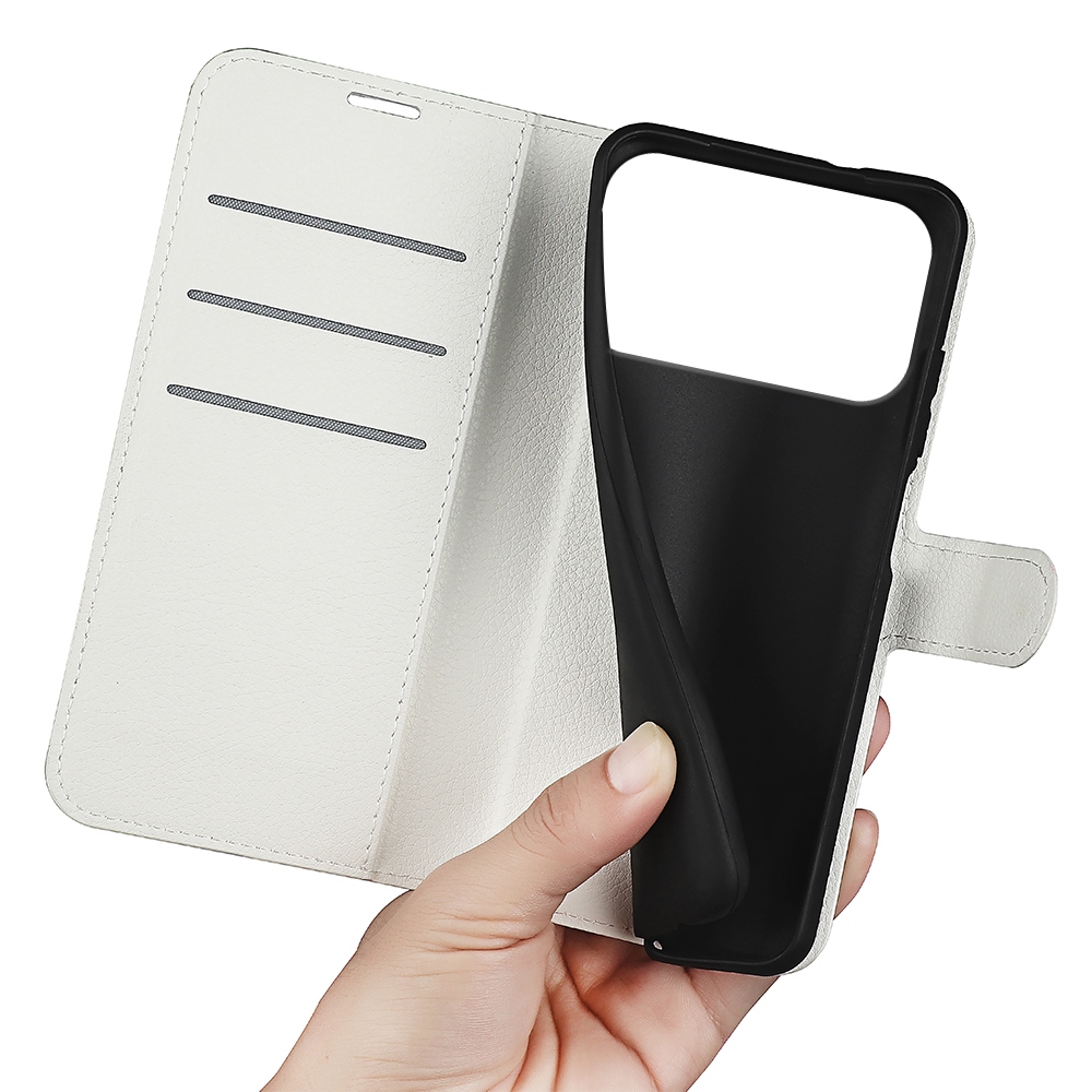 Litchi könyv tok iPhone 17 Pro Max készülékhez - fehér