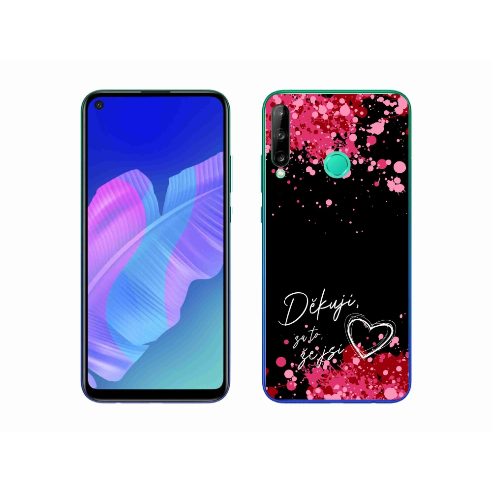 Gél borító mmCase a Huawei P40 Lite E készülékhez - text in love 2 fekete háttérrel