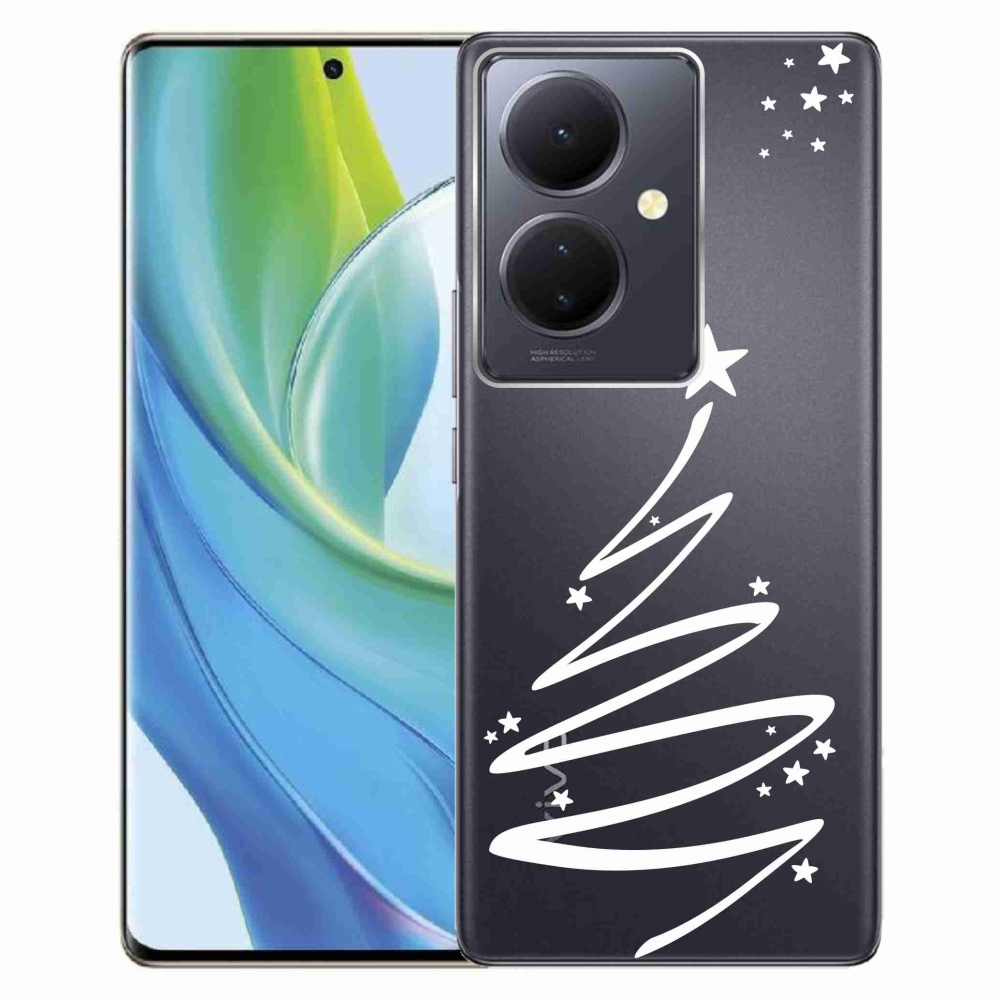 Gél borító mmCase a Vivo V29 Lite 5G-hez - fehér fa átlátszó háttéren